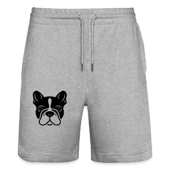 French Bulldog - Stanley/Stella Trainer Unisex Organic Jogging Shorts - heather grey - Front - Nik (191cm) & Marisol (170cm)