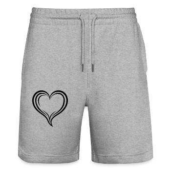 Herz, Liebe, Valentinstag, Symbol - Stanley/Stella Unisex Bio Joggingshorts Trainer  - Grau meliert - Vorne - Nik (191cm) & Marisol (170cm)
