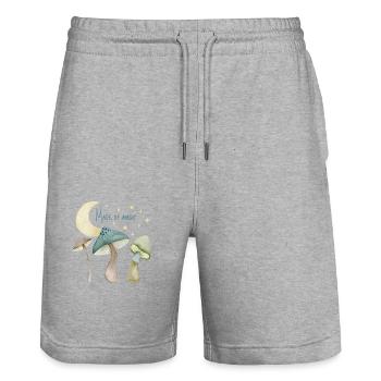 Mushrooms Made of Magic. Gifts for mushroom lovers - Stanley/Stella Trainer Unisex Organic Jogging Shorts - heather grey - Front - Nik (191cm) & Marisol (170cm)