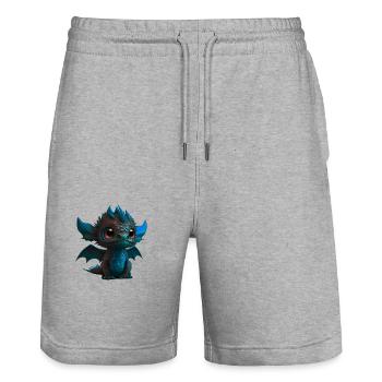 Baby Drache Blau | Niedlicher blauer Baby Drache - Stanley/Stella Unisex Bio Joggingshorts Trainer  - Grau meliert - Vorne - Nik (191cm) & Marisol (170cm)