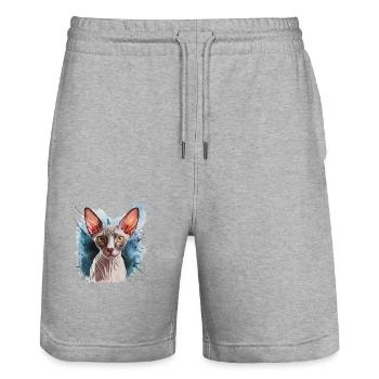 Sphynx Katze für Katzenliebhaber - Stanley/Stella Unisex Bio Joggingshorts Trainer  - Grau meliert - Vorne - Nik (191cm) & Marisol (170cm)