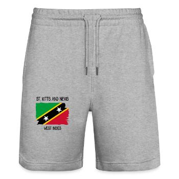 Saint Kitts and Nevis - Caribbean - West Indies - Stanley/Stella Trainer Unisex Organic Jogging Shorts - heather grey - Front - Nik (191cm) & Marisol (170cm)