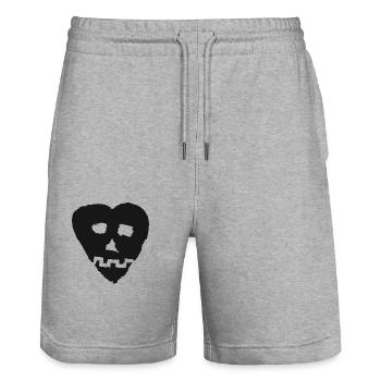 SkullHeart Logo Heart Black - Stanley/Stella Unisex Bio Joggingshorts Trainer  - Grau meliert - Vorne - Nik (191cm) & Marisol (170cm)