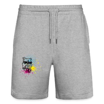 Bulldog Splash - Stanley/Stella Trainer Unisex Organic Jogging Shorts - heather grey - Front - Nik (191cm) & Marisol (170cm)