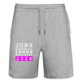 Bachelorette Party 2024 Bachelorette Party - Stanley/Stella Trainer Unisex Organic Jogging Shorts - heather grey - Front - Nik (191cm) & Marisol (170cm)