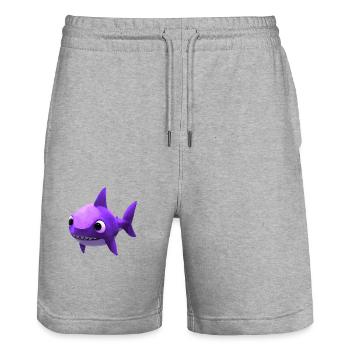 Bébé requin rose - Mignon et élégant - Short de jogging bio TRAINER Stanley/Stella unisexe - gris chiné - Devant - Nik (191cm) & Marisol (170cm)