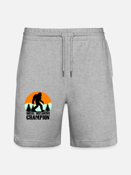 big foot social distancing - Stanley/Stella Trainer Unisex Organic Jogging Shorts - heather grey