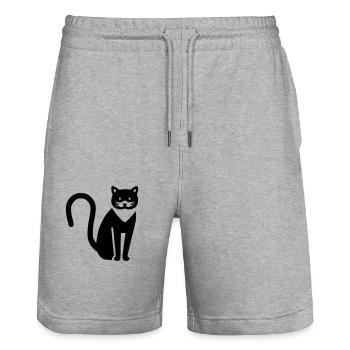 Katze - Stanley/Stella Unisex Bio Joggingshorts Trainer  - Grau meliert - Vorne - Nik (191cm) & Marisol (170cm)