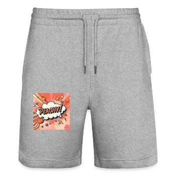 Peachy Pfirsich - Stanley/Stella Unisex Bio Joggingshorts Trainer  - Grau meliert - Vorne - Nik (191cm) & Marisol (170cm)