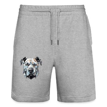 Chien Pitbull - Short de jogging bio TRAINER Stanley/Stella unisexe - gris chiné - Devant - Nik (191cm) & Marisol (170cm)