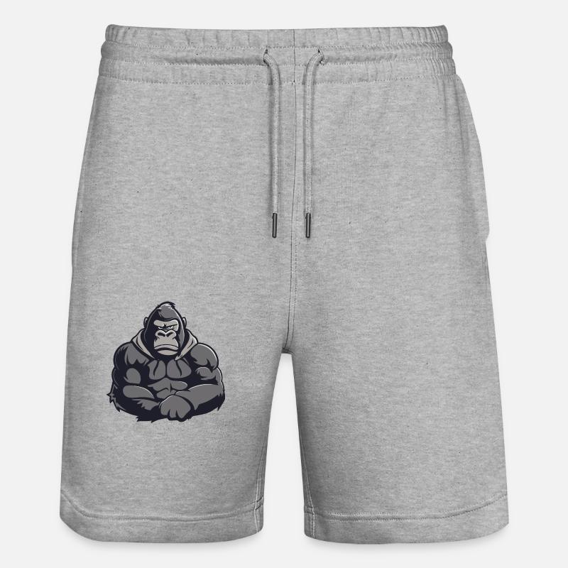 Gorilla Comic - Stanley/Stella Unisex Bio Joggingshorts Trainer  - Grau meliert