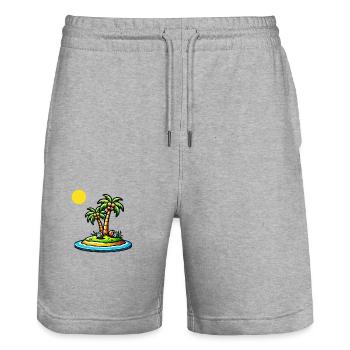 Palm Island - Stanley/Stella Trainer Unisex Organic Jogging Shorts - heather grey - Front - Nik (191cm) & Marisol (170cm)