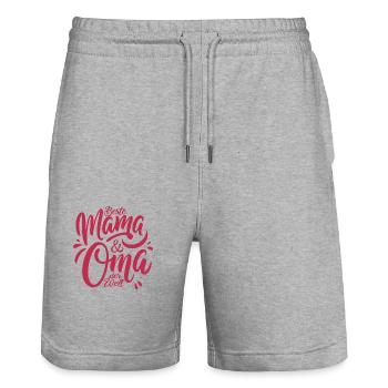 Beste Mama und Oma der Welt - Muttertag - Spruch - Stanley/Stella Unisex Bio Joggingshorts Trainer  - Grau meliert - Vorne - Nik (191cm) & Marisol (170cm)