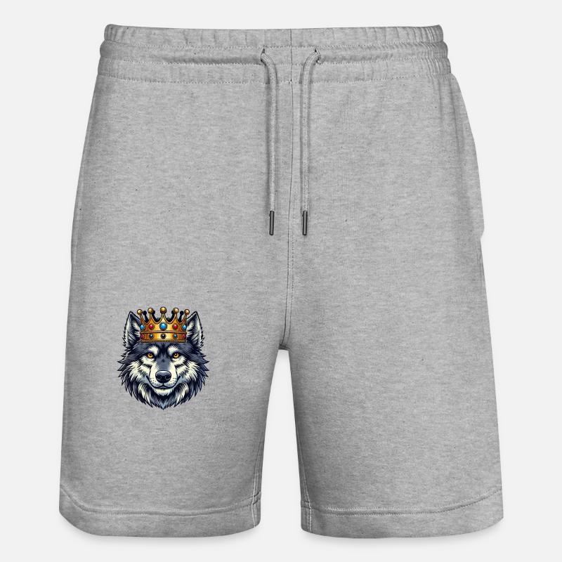 wolf king - Stanley/Stella Unisex Bio Joggingshorts Trainer - Grau meliert