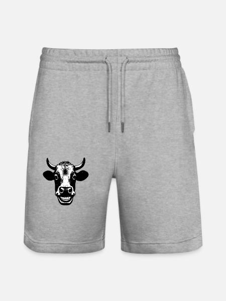 Grinning Cow - Stanley/Stella Trainer Unisex Organic Jogging Shorts - heather grey