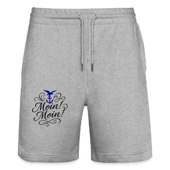 Moin Moin Spruch - Stanley/Stella Unisex Bio Joggingshorts Trainer  - Grau meliert - Vorne - Nik (191cm) & Marisol (170cm)