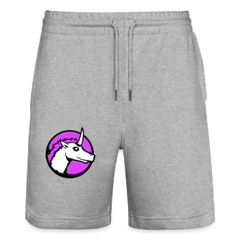Einhorn Pink Süß Hübsch Freundlich Cartoon Pferd - Stanley/Stella Unisex Bio Joggingshorts Trainer  - Grau meliert - Vorne - Nik (191cm) & Marisol (170cm)