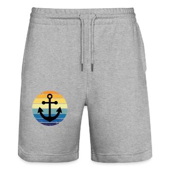 Anchor Vintage Seafaring Lake Sea Anchor - Short de jogging bio TRAINER Stanley/Stella unisexe - gris chiné - Devant - Nik (191cm) & Marisol (170cm)