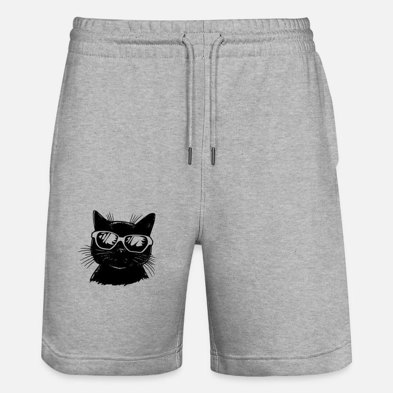 Chat avec lunettes - Short de jogging bio TRAINER Stanley/Stella unisexe - gris chiné