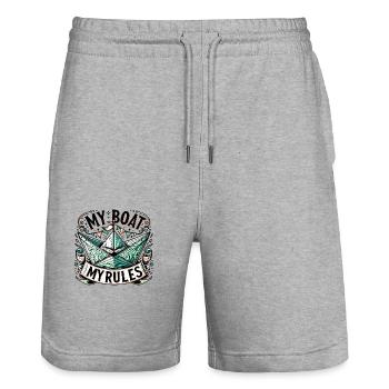 Mon bateau Mes règles Design pour les plaisanciers - Short de jogging bio TRAINER Stanley/Stella unisexe - gris chiné - Devant - Nik (191cm) & Marisol (170cm)
