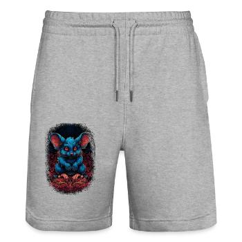 flower power joke happy fun peace for paris - Stanley/Stella Trainer Unisex Organic Jogging Shorts - heather grey - Front - Nik (191cm) & Marisol (170cm)