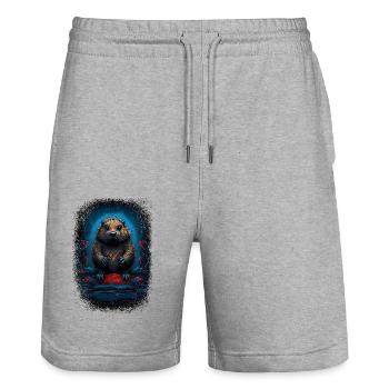 funny sayings badgers beaver dam beaver tee shirt - Stanley/Stella Unisex Bio Joggingshorts Trainer  - Grau meliert - Vorne - Nik (191cm) & Marisol (170cm)
