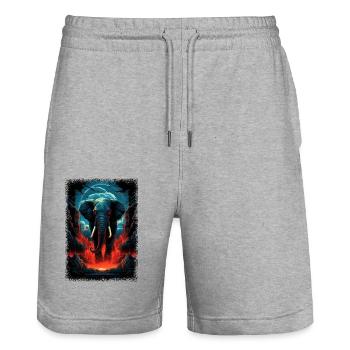 dog quotes beach bday geek baby elephant present - Stanley/Stella Trainer Unisex Organic Jogging Shorts - heather grey - Front - Nik (191cm) & Marisol (170cm)