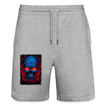 adult clothing sayings cage geek drawing present - Stanley/Stella Unisex Bio Joggingshorts Trainer  - Grau meliert - Vorne - Nik (191cm) & Marisol (170cm)