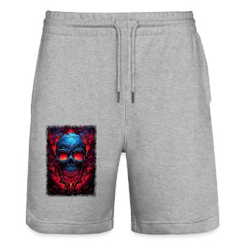 statement adult clothing skateboard anatomy - Stanley/Stella Unisex Bio Joggingshorts Trainer  - Grau meliert - Vorne - Nik (191cm) & Marisol (170cm)
