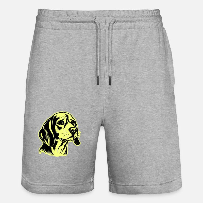 Tête de chien Beagle - Short de jogging bio TRAINER Stanley/Stella unisexe - gris chiné