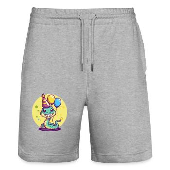 Snake Cobra Birthday Baby - Stanley/Stella Trainer Unisex Organic Jogging Shorts - heather grey - Front - Nik (191cm) & Marisol (170cm)