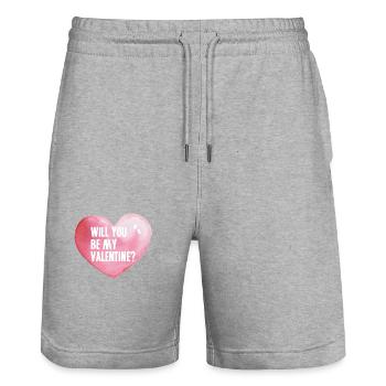 Valentine Geschenke / Will you be my valentine? - Stanley/Stella Unisex Bio Joggingshorts Trainer  - Grau meliert - Vorne - Nik (191cm) & Marisol (170cm)