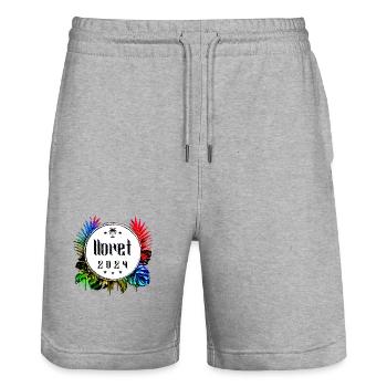 Lloret De Mar 2024 Bunt - Stanley/Stella Unisex Bio Joggingshorts Trainer  - Grau meliert - Vorne - Nik (191cm) & Marisol (170cm)
