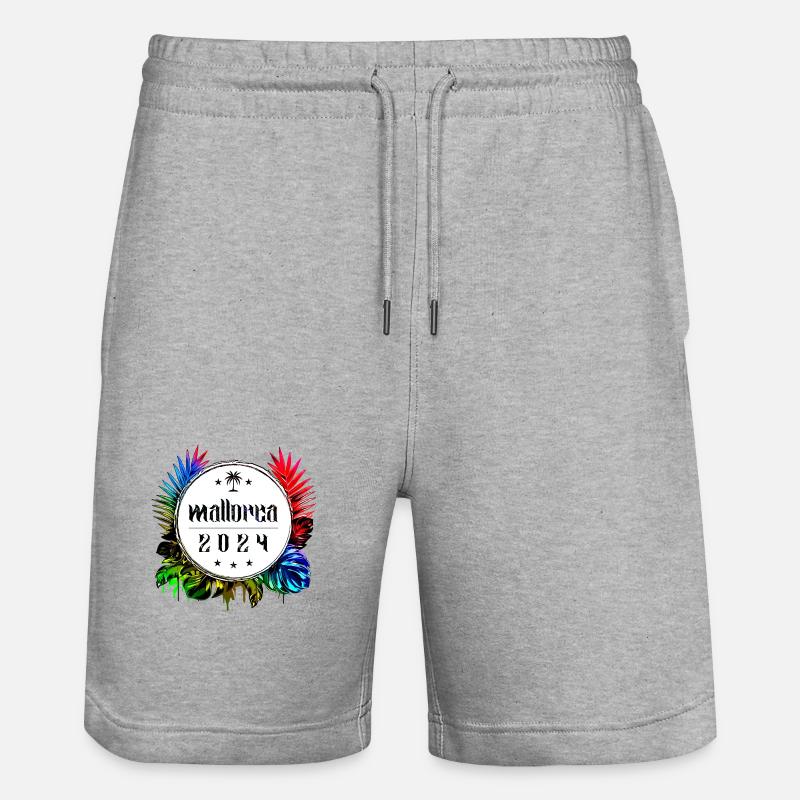 Mallorca 2024 Bunt - Stanley/Stella Unisex Bio Joggingshorts Trainer - Grau meliert