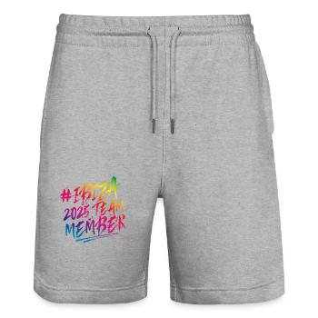 Ibiza 2025 Team Colorful - Stanley/Stella Trainer Unisex Organic Jogging Shorts - heather grey - Front - Nik (191cm) & Marisol (170cm)