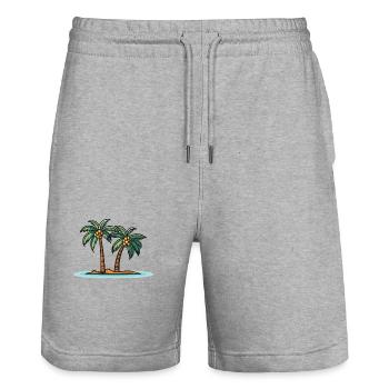 Palmen Insel Sommer - Stanley/Stella Unisex Bio Joggingshorts Trainer  - Grau meliert - Vorne - Nik (191cm) & Marisol (170cm)