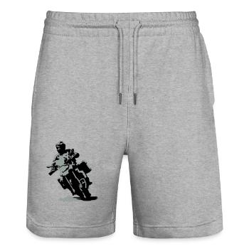 Reiseenduro klein - Stanley/Stella Unisex Bio Joggingshorts Trainer  - Grau meliert - Vorne - Nik (191cm) & Marisol (170cm)