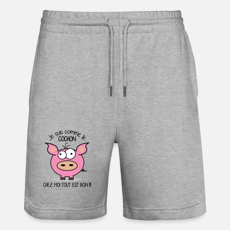 Je suis comme le cochon - Short de jogging bio TRAINER Stanley/Stella unisexe - gris chiné
