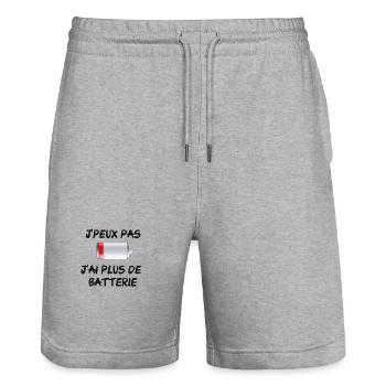 Ich kann nicht mehr. - Stanley/Stella Unisex Bio Joggingshorts Trainer  - Grau meliert - Vorne - Nik (191cm) & Marisol (170cm)