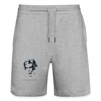 beethoven eccentric genius music deaf composer f - Stanley/Stella Trainer Unisex Organic Jogging Shorts - heather grey - Front - Nik (191cm) & Marisol (170cm)