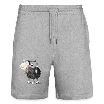 "Lolle Locke" - Schaf - Schafe - Stanley/Stella Unisex Bio Joggingshorts Trainer  - Grau meliert - Vorne - Nik (191cm) & Marisol (170cm)
