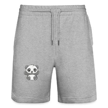 Panda - Stanley/Stella Unisex Bio Joggingshorts Trainer  - Grau meliert - Vorne - Nik (191cm) & Marisol (170cm)
