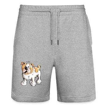 Bulldog anglais - Short de jogging bio TRAINER Stanley/Stella unisexe - gris chiné - Devant - Nik (191cm) & Marisol (170cm)