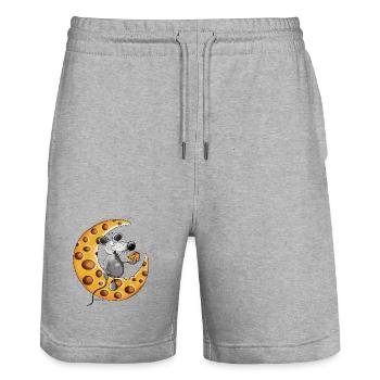 Maus liebt Käse - Stanley/Stella Unisex Bio Joggingshorts Trainer  - Grau meliert - Vorne - Nik (191cm) & Marisol (170cm)