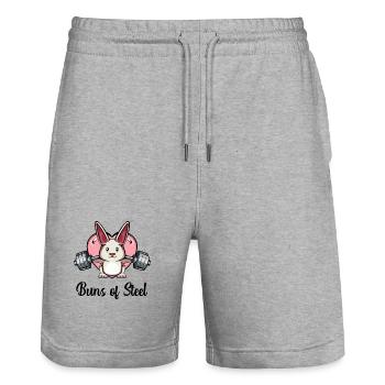 Power bunny with heart - Stanley/Stella Trainer Unisex Organic Jogging Shorts - heather grey - Front - Nik (191cm) & Marisol (170cm)