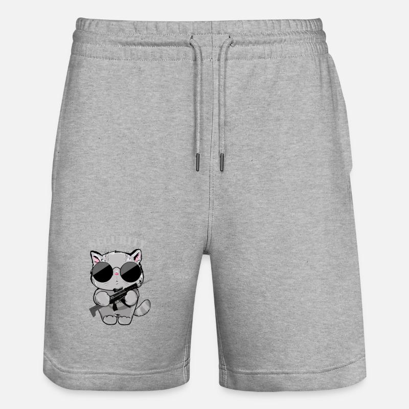 Katzen-Sicherheitsagent mit Waffe - Stanley/Stella Unisex Bio Joggingshorts Trainer  - Grau meliert