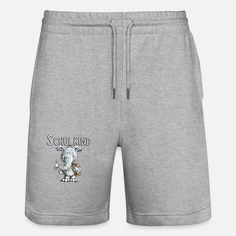 Schulkind Elefant I Einschulung Geschenk - Stanley/Stella Unisex Bio Joggingshorts Trainer  - Grau meliert