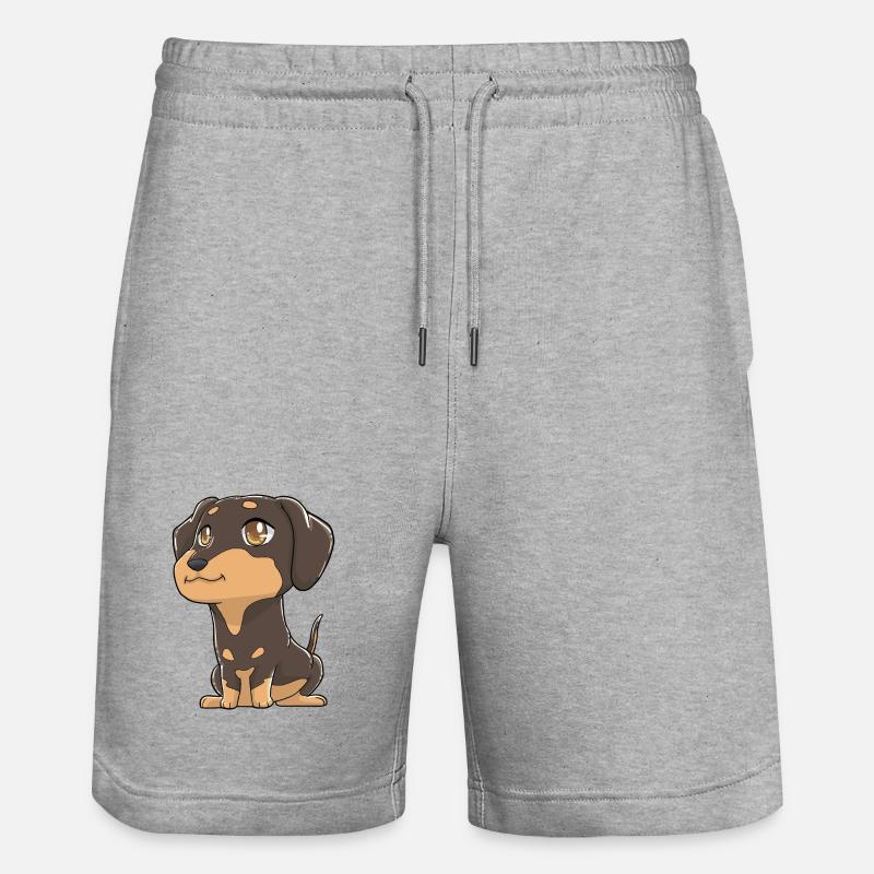 Teckel mignon Kawaii - Short de jogging bio TRAINER Stanley/Stella unisexe - gris chiné