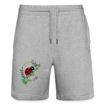 Style de bande dessinée de botanique coccinelle - Short de jogging bio TRAINER Stanley/Stella unisexe - gris chiné - Devant - Nik (191cm) & Marisol (170cm)