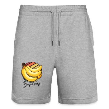 Cercle Pop Art de la Banane - Short de jogging bio TRAINER Stanley/Stella unisexe - gris chiné - Devant - Nik (191cm) & Marisol (170cm)